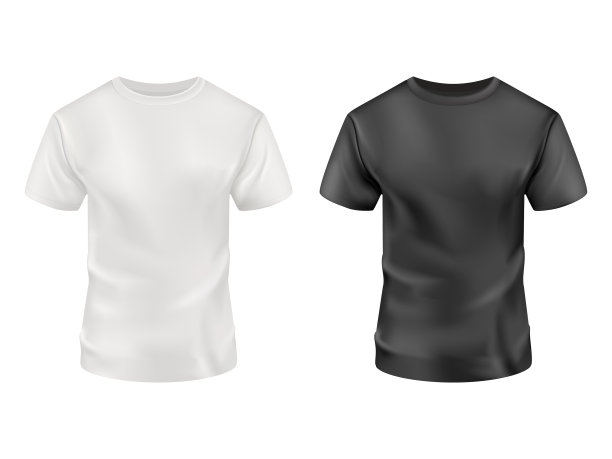 黑白t恤，白色背景图片下载