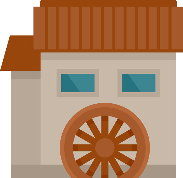 水磨坊房子图标平孤立图片下载