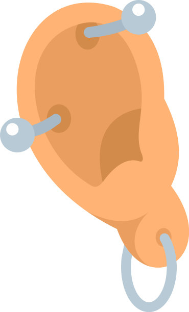 耳朵完全穿孔图标平孤立图片下载