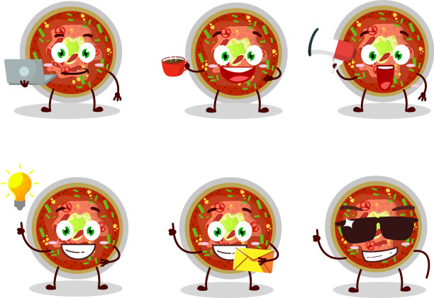 碗辣椒与各种类型的商业表情符号图片下载