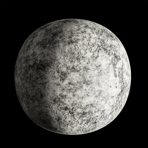 太空中一颗未知的行星，背景为黑色。三维演示图片下载