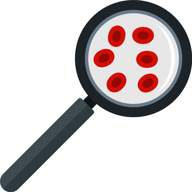 血在放大镜下图标扁平隔离图片下载