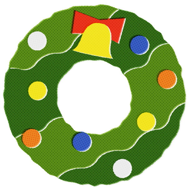 插图可爱的花环，圣诞材料(白色背景，矢量，剪切)图片下载