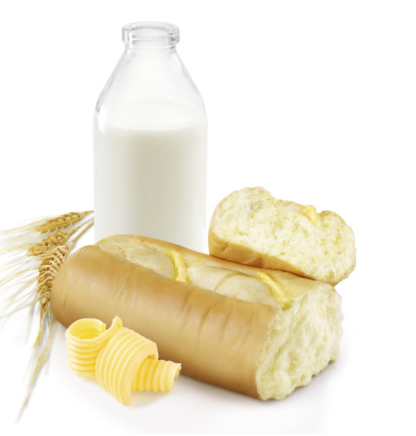 面包、牛奶、大麦和黄油图片下载