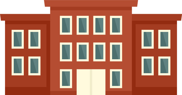 学校大楼图标扁平孤立图片下载