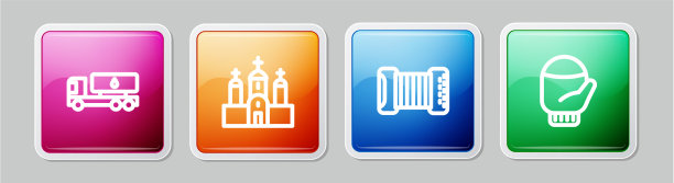 设置线油罐车卡车教堂建筑手风琴图片下载