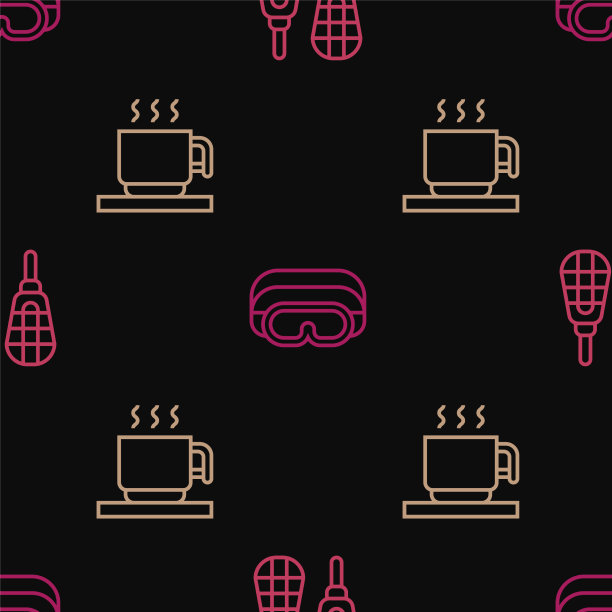 设置线雪鞋，热巧克力杯和滑雪图片下载