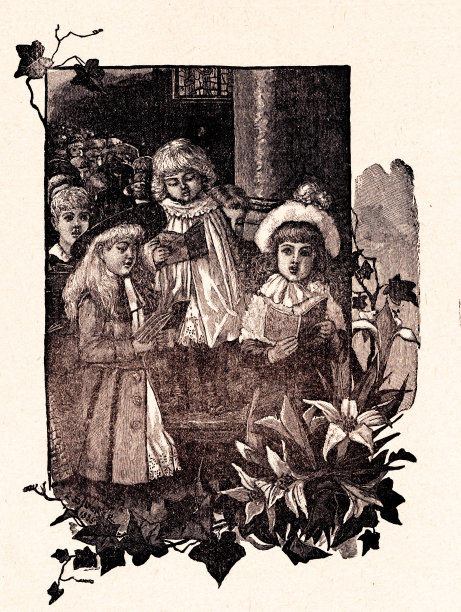 女孩们在教堂唱歌，唱圣诞颂歌图片下载