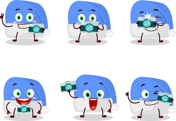 摄影师专业表情符号与蓝色圣诞老人图片下载