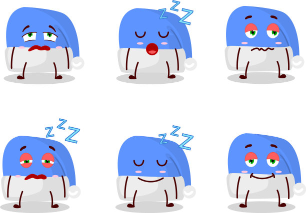 卡通人物蓝色圣诞老人戴着睡眼惺忪的帽子图片下载