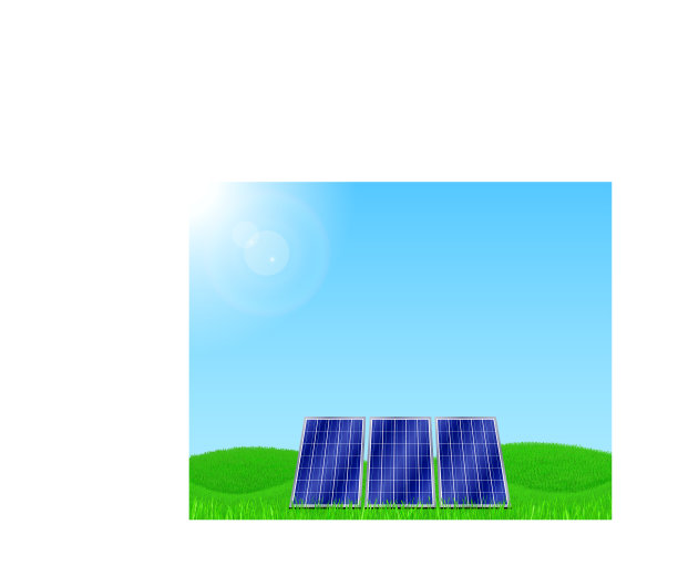 阳光普照草地上的太阳能电池板图片下载