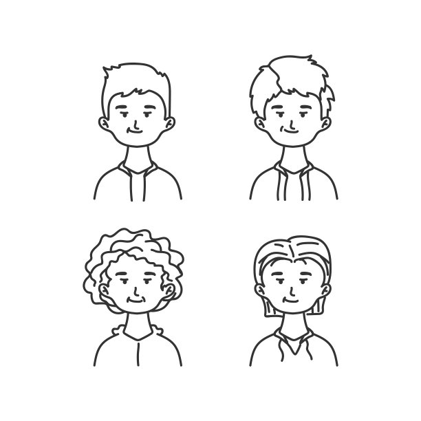 手绘恼人的男性角色头像设计图片下载