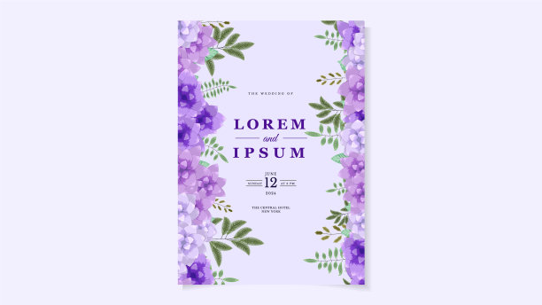 优雅的鲜花婚礼请柬集花图片下载