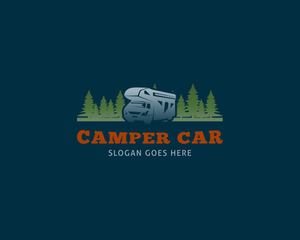 冒险房车露营车标志设计模板图片下载