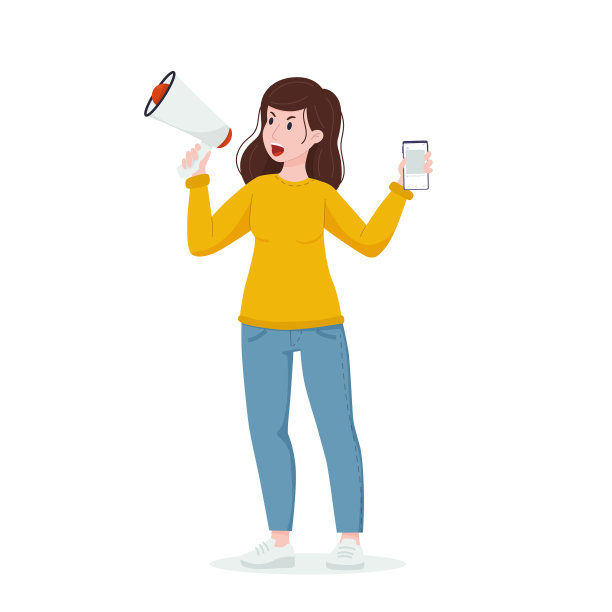 愤怒的女人对着扩音器说话图片下载