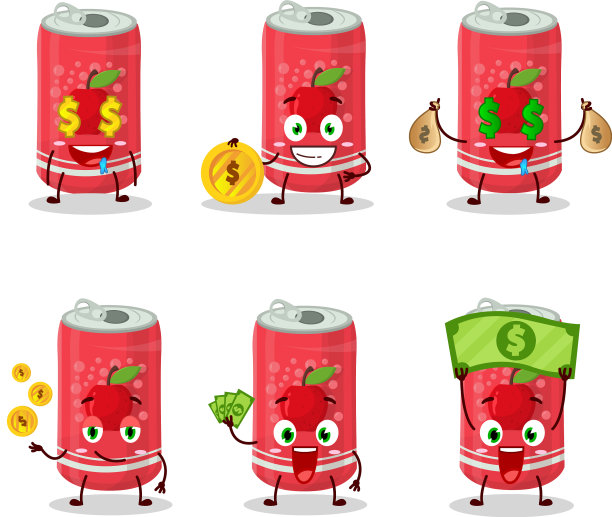 带有可爱表情的苹果汽水罐能赚钱图片下载