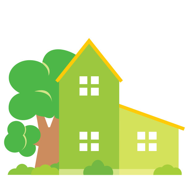 绿色的房子和外屋图片下载