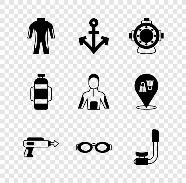 准备潜水潜水服，锚在水中图片下载