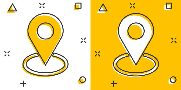 漫画风格的卡通大头针位置图标图片下载