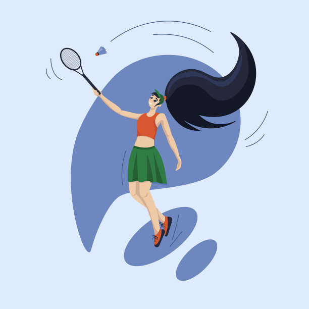 女孩角色用羽毛球打羽毛球图片下载