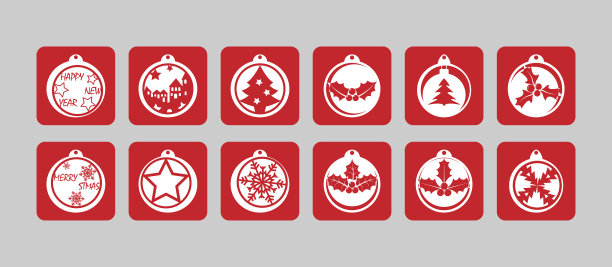 设置圣诞和新年图标的设计图片下载