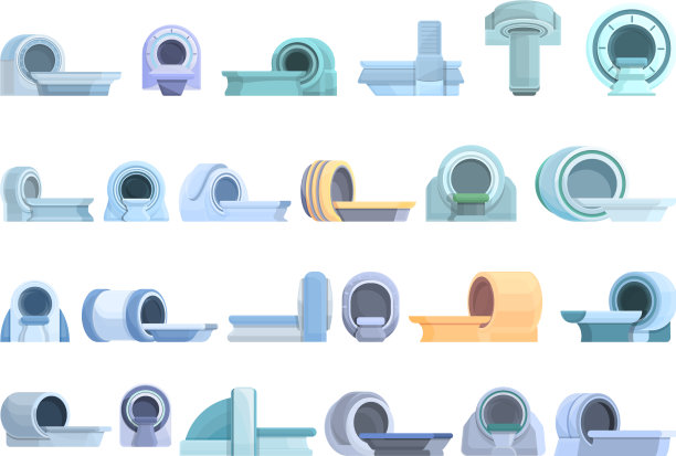 磁共振断层扫描图标设定卡通图片下载