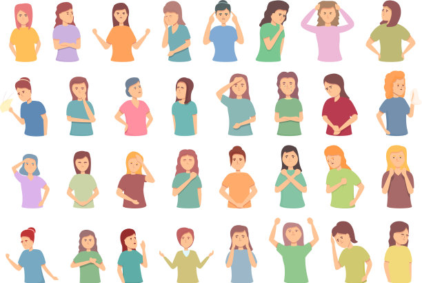 更年期图标设定卡通女性图片下载