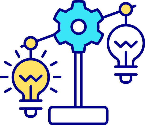 灯泡和齿轮平衡RGB颜色图标图片下载