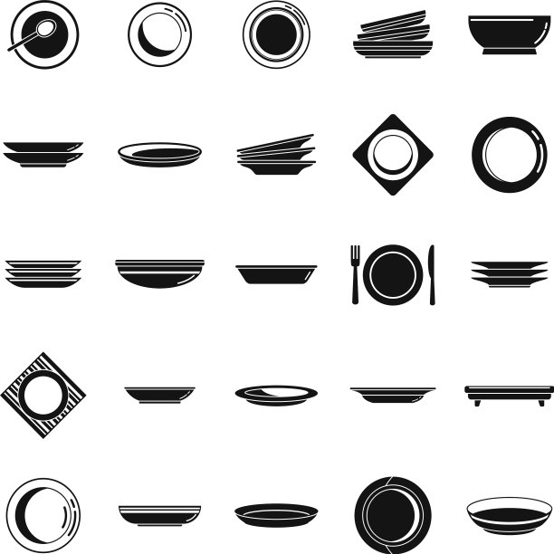 餐盘图标：简约食物餐具图片下载