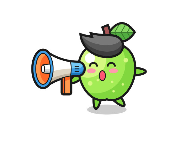 绿苹果角色拿着扩音器图片下载