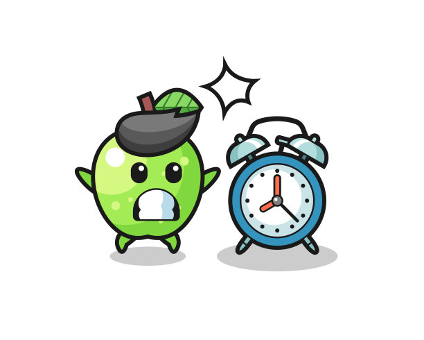 卡通绿苹果被巨人吓了一跳图片下载