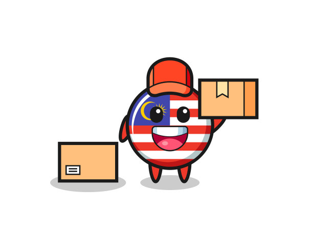 吉祥物马来西亚国旗徽章作为快递员图片下载