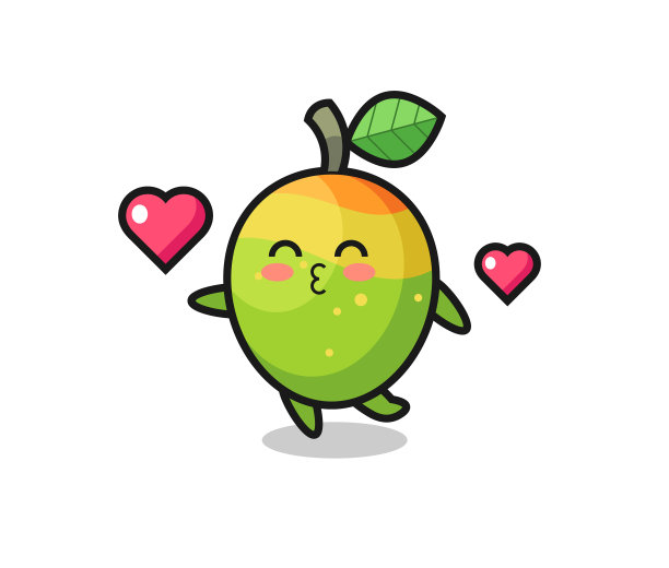 芒果卡通人物与亲吻的手势图片下载