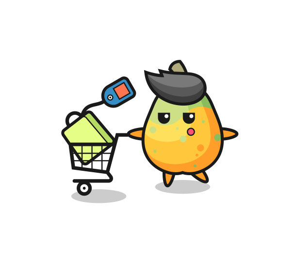 带着购物车的木瓜卡通图片下载
