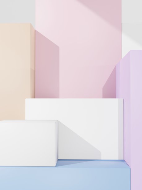 3D渲染多粉彩最小几何产品展示背景与平台，美容，化妆品和护肤品。图片下载