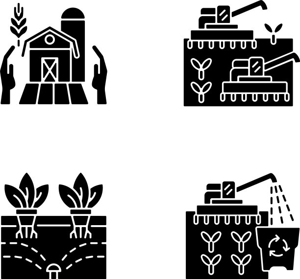 农业和农业的黑色符号图标设置图片下载