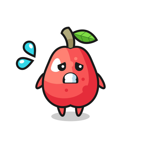 水苹果吉祥物字符与害怕的手势图片下载