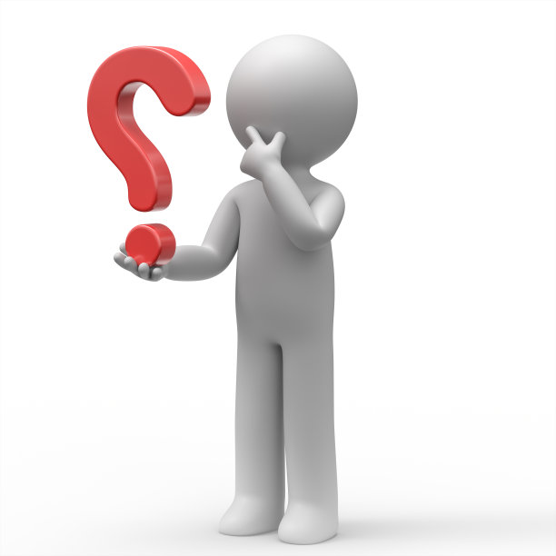 3d困惑的人看着问号符号。图片下载