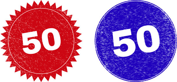 50枚圆形及玫瑰形邮票，附有刮花纹理图片下载