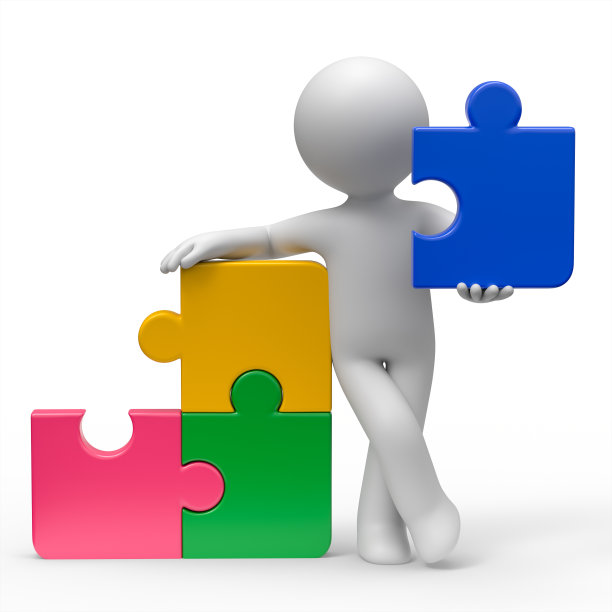 3d人站在拼图碎片图片下载