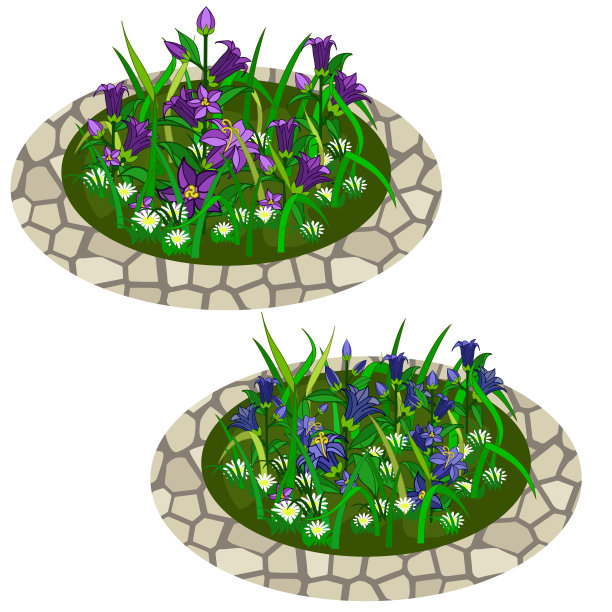 一套花在草地上的花园场景创造图片下载