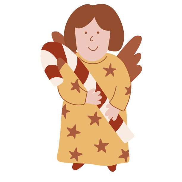 可爱的天使拿着拐杖糖。图片下载