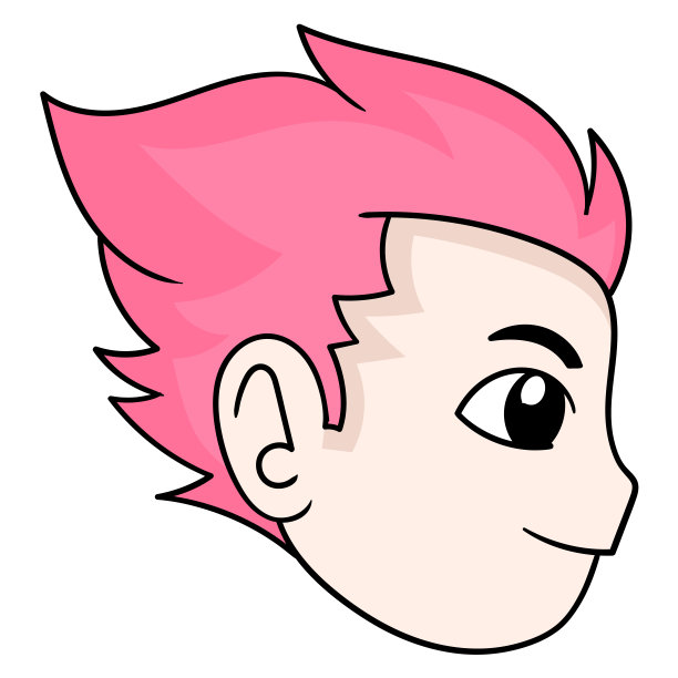 红发男孩头酷侧视图，矢量插图纸箱表情。涂鸦画图标图片下载