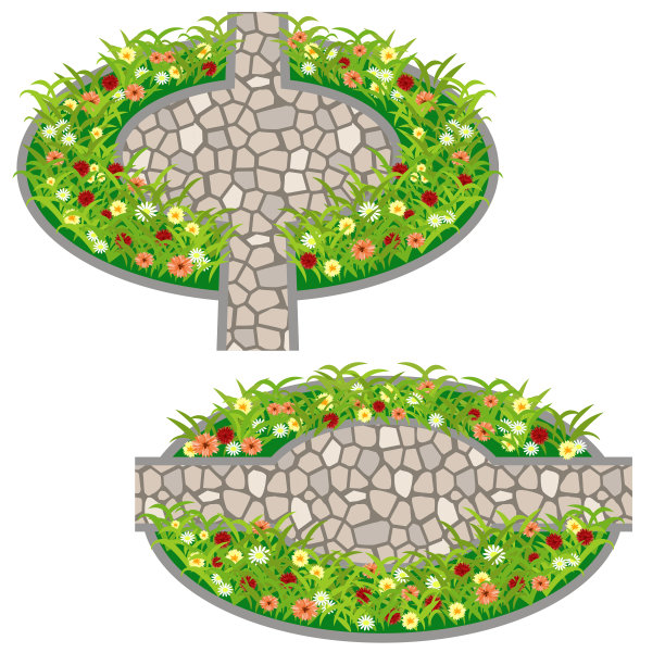 花园的花朵资产。灌木和花图片下载