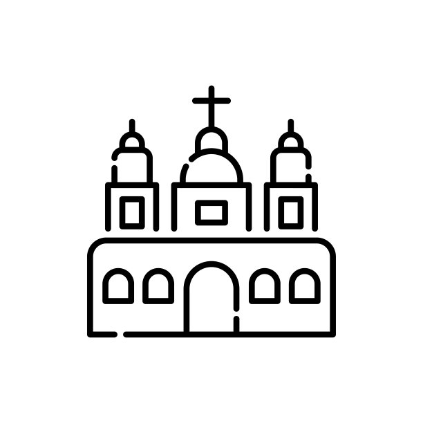 教堂矢量轮廓图标风格插图。Eps 10个文件图片下载