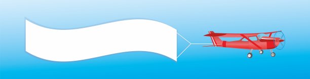 红色的飞机挂着大横幅，带着警笛。矢量插图。图片下载