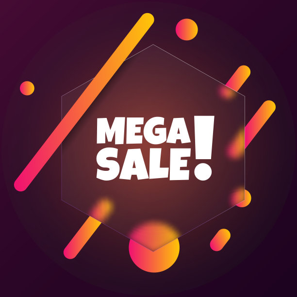 大型销售。演讲气泡横幅与Mega sale文本。Glassmorphism风格。用于商业、营销和广告。孤立背景向量。每股收益10图片下载