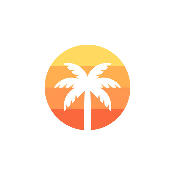 棕榈海滩夏季符号网络图标标志模板图片下载