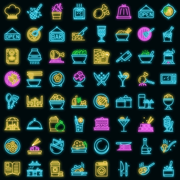 餐厅图标设置霓虹灯图片下载