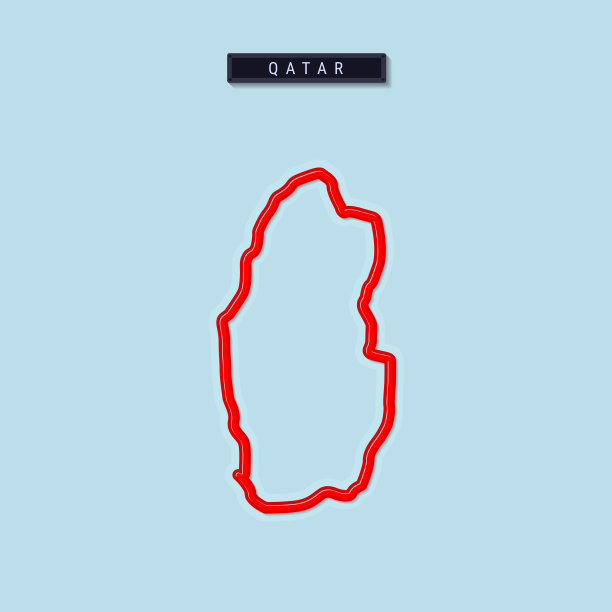 卡塔尔粗体轮廓地图。矢量图图片下载